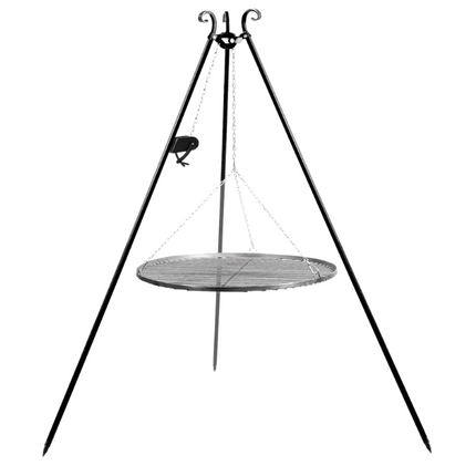 Cookking Tripod with Pulley and Black Steel Grid 180 cm