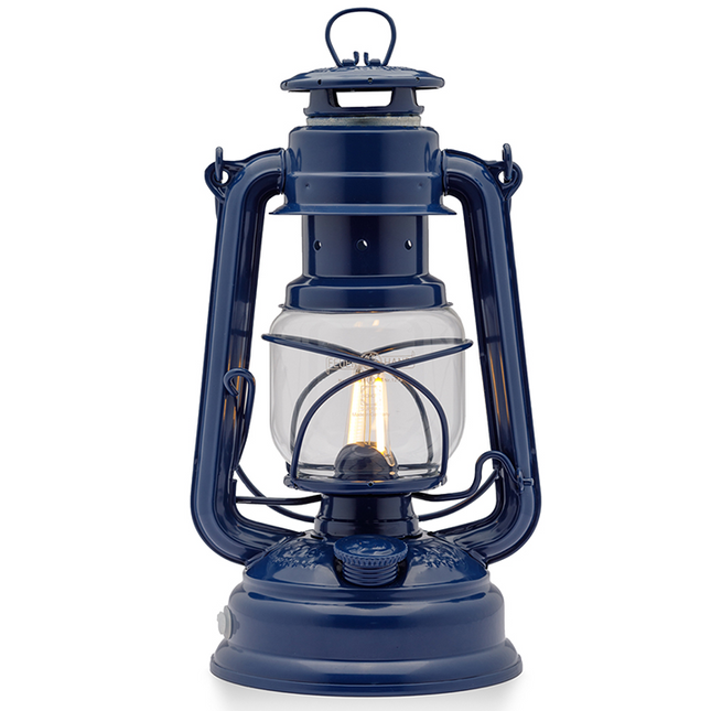 Original Feuerhand Storm Lantern Cobalt Blue LED