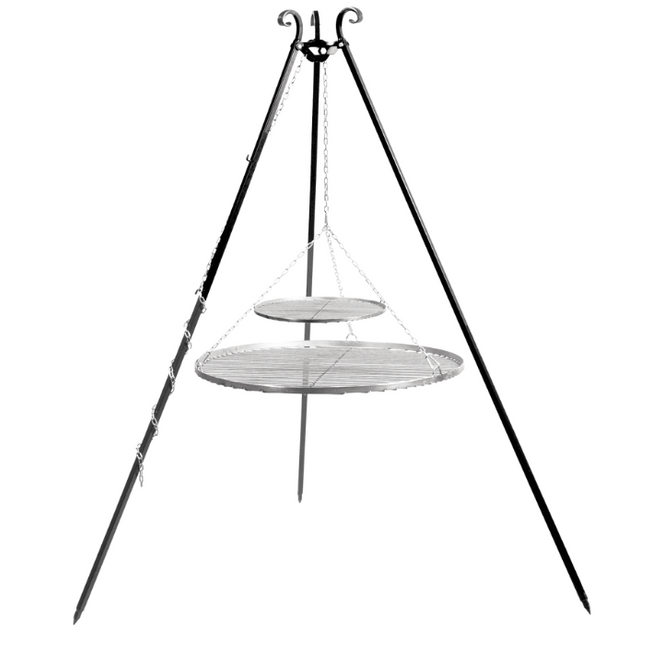 Kochstativ mit doppeltem Edelstahlgitter 180 cm 