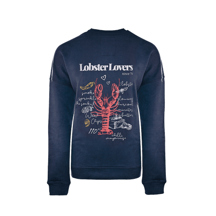 Big Green Egg Oversized Sweater Lobster Lovers Ladies Blue