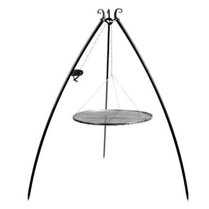 Cookking Tripod with Pulley and Black Steel Grid 200 cm