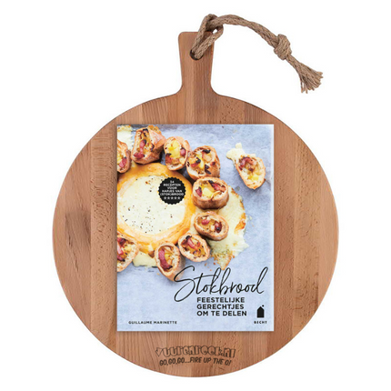 Vuur&Rook Puur Hout Serveerplank Rond 35cm + Stokbrood