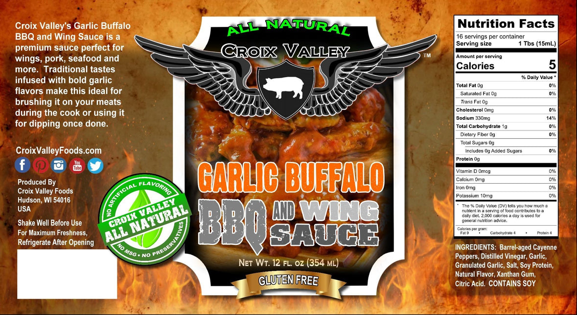 Croix Valley Garlic Buffalo BBQ & Wing Sauce