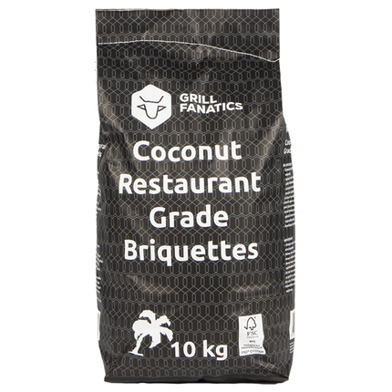 Grill Fanatics Coconut Restaurant Grade Briketten Pillow Shape 10 kg