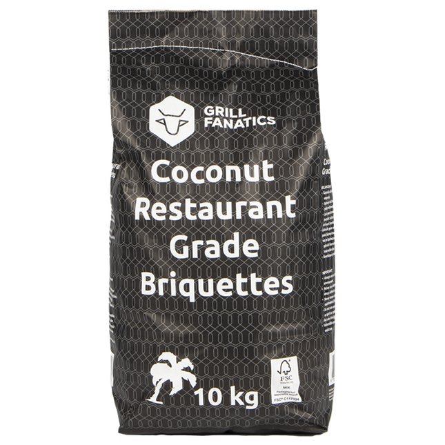 Grill Fanatics Coconut Restaurant Grade Briquettes Pillow Shape 10 kg