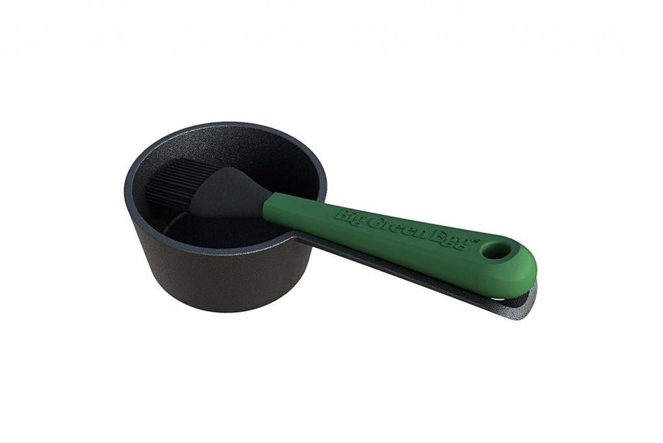 Big Green Egg  Pre-Seasoned Cast Iron Sauce Pot + Basting Brush