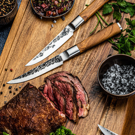 Olivengeschmiedetes Steakmesserset 4-teilig