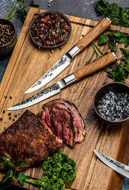 Olivengeschmiedetes Steakmesserset 4-teilig