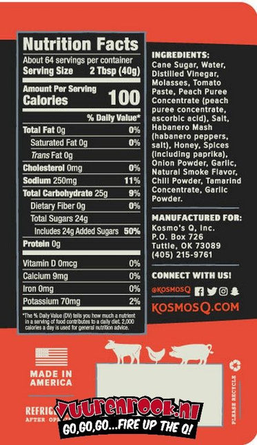 Kosmos Peach Habanero BBQ Sauce 16.5oz