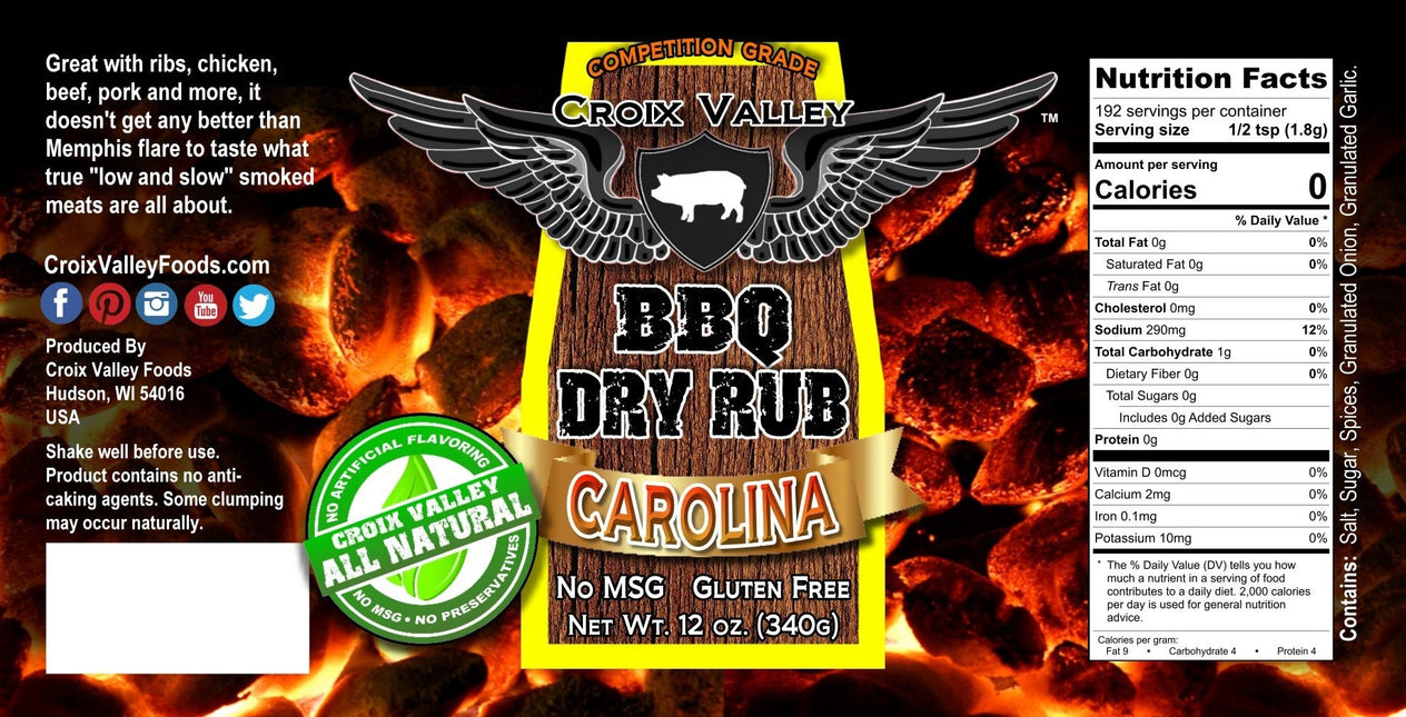 Croix Valley Carolina BBQ Dry Rub 12 oz