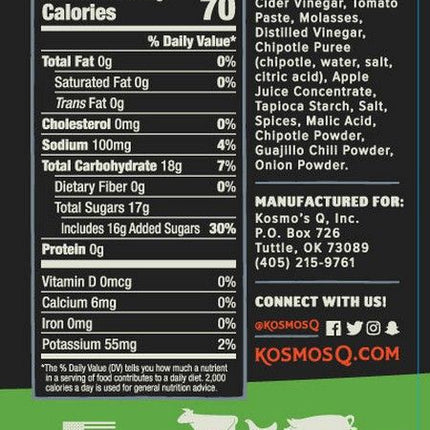 Kosmos Sweet Apple Chipotle BBQ Sauce 15.5oz