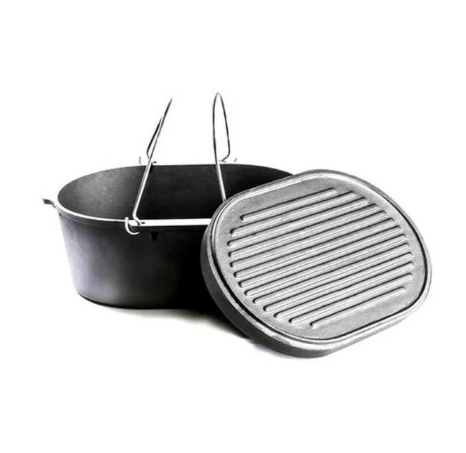 Valhal Outdoor Dutch Oven Ovaal 7.9 quarts  / 9 liter met Grillplaat zonder pootjes