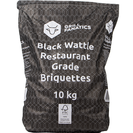 Grill Fanatics Black Wattle Restaurant Grade Briketten Pillow Shape 10 kg