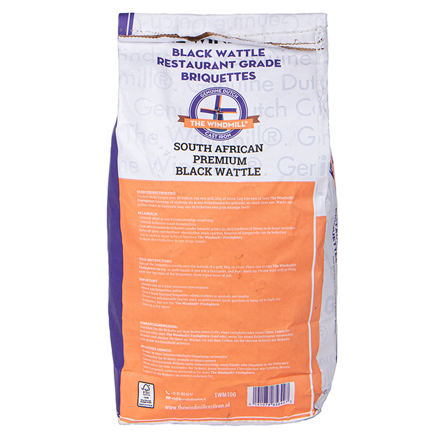 The Windmill Black Wattle Restaurant Grade Briquettes Pillow Shape 6 kg