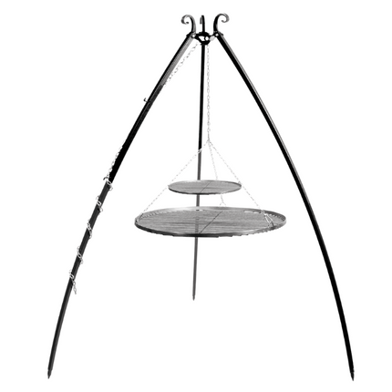 Cookking-Stativ gebogen mit doppeltem schwarzem Stahlgitter 200 cm