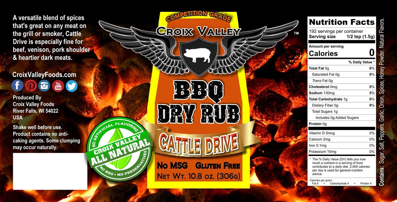 Croix Valley Cattle Drive BBQ Dry Rub 10.8 oz