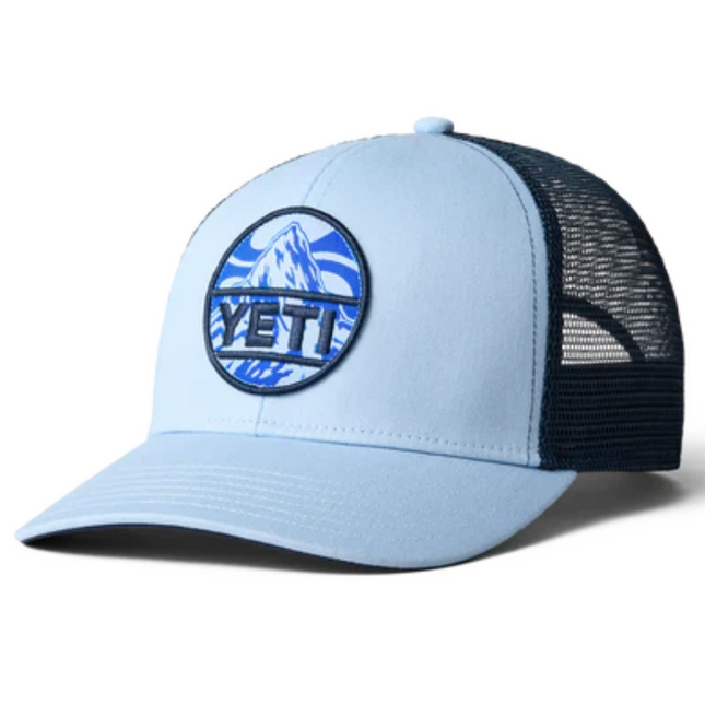 Yeti Trucker Cap With Mountain Badge Light Blue