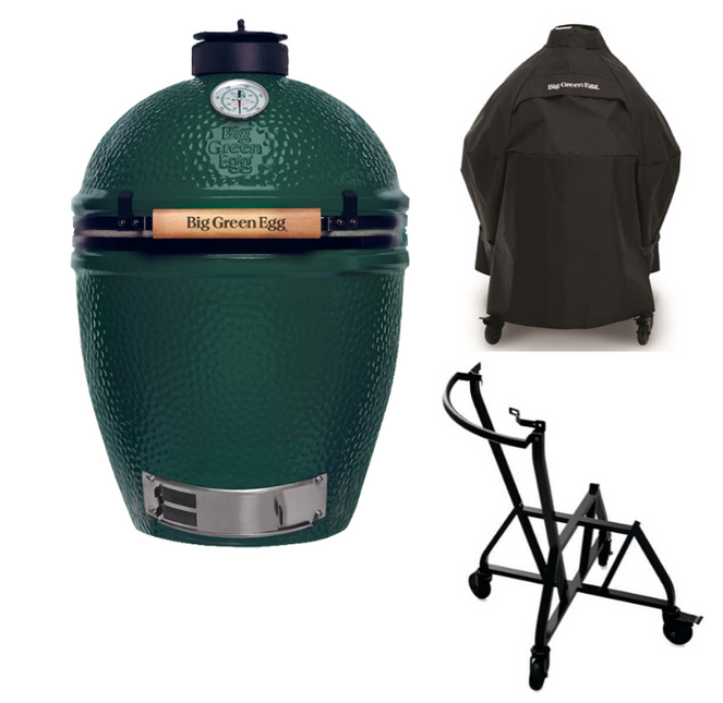 Big Green Egg Large + Integriertes Nest + Handler + Abdeckung