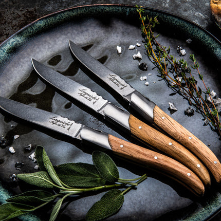 Luxury Line Steak Knives Oak Stonewash