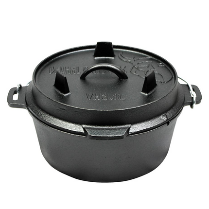 Valhal Outdoor Dutch Oven 3.8 liter met pootjes op de deksel