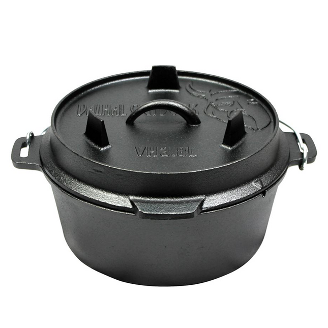 Valhal Outdoor Dutch Oven 3,8 Liter mit Füßen am Deckel