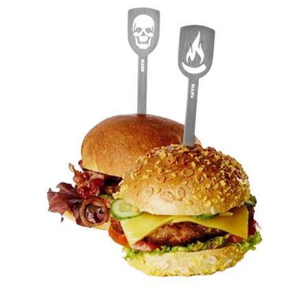 GEFU RVS Burger Skewers 'Death's Head & Flame' 2 stuks