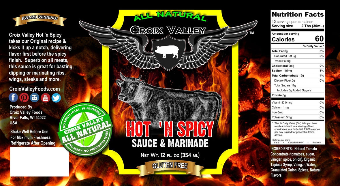 Croix Valley Hot 'N Spicy Sauce &amp; Marinade 12 oz