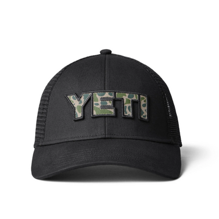 Yeti-Logo-Badge-Trucker-Mütze in Schwarz 