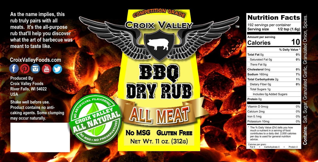 Croix Valley All Meat BBQ Dry Rub 11 oz