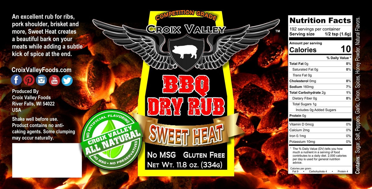 Croix Valley Sweet Heat BBQ Dry Rub 11.8 oz 