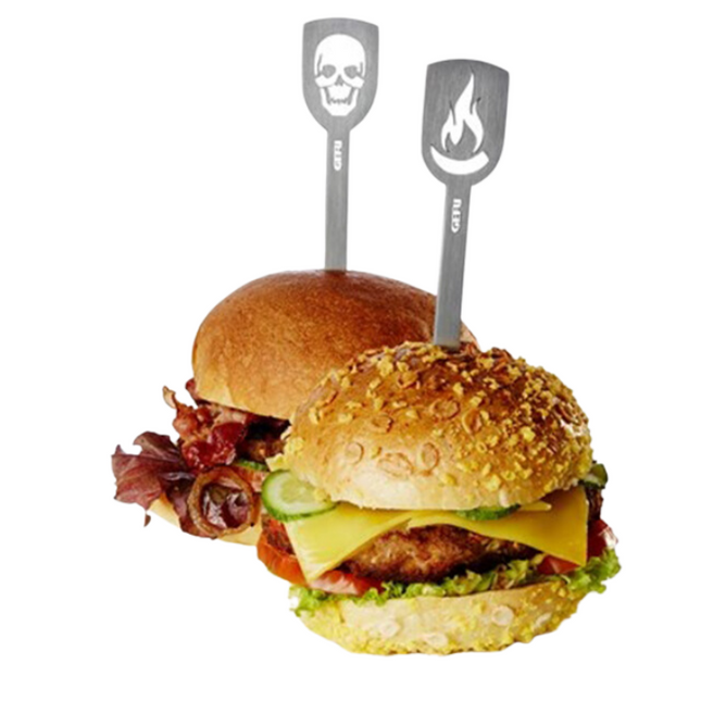 GEFU GEFU RVS Burger Skewers 'Death's Head & Flame' 2 stuks