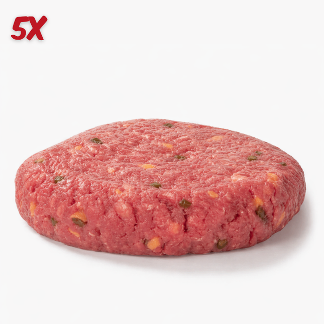 Home Made Texas Hamburger Cheddar/Groene Jalapeño Grain Fed 5 x 120 gram