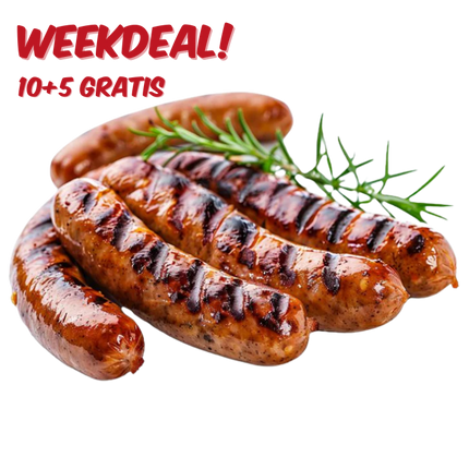 Home Made WEEKDEAL: BBQ Worst Bacon Onion 10 + 5 GRATIS