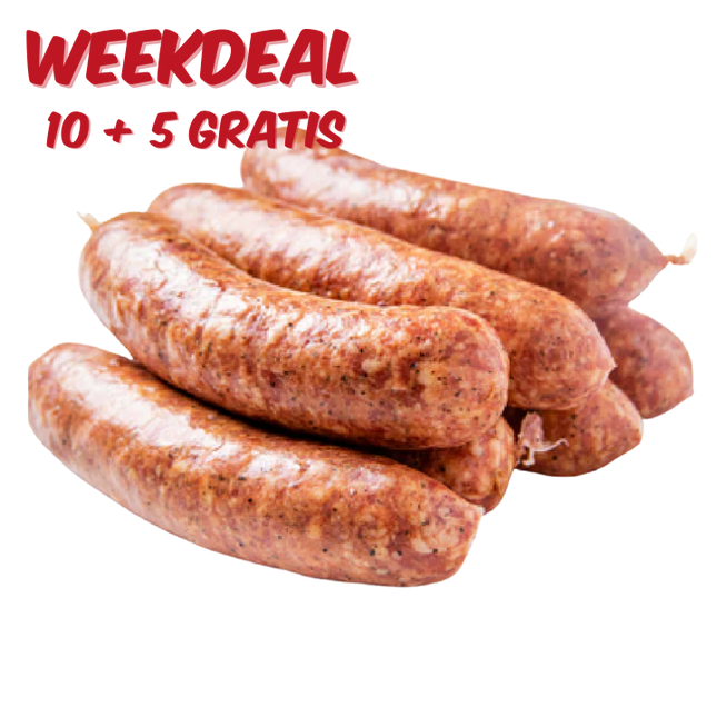 Home Made WEEKDEAL: BBQ Worst Salchichas de Iberico Chistorra 80 gram 10 + 5 GRATIS