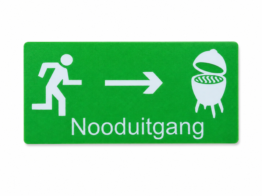 Kamado Specials Nooduitgang Wandbordje Groen / Wit