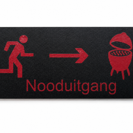 Kamado Specials Nooduitgang Wandbordje Zwart / Rood