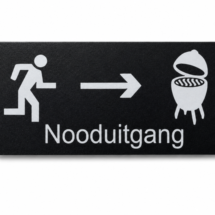 Kamado Specials Nooduitgang Wandbordje Zwart / Wit