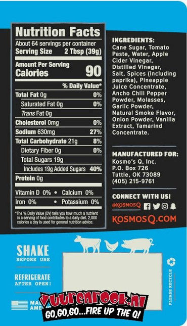 Kosmos Kosmos Sweet Smoke BBQ Sauce 16oz