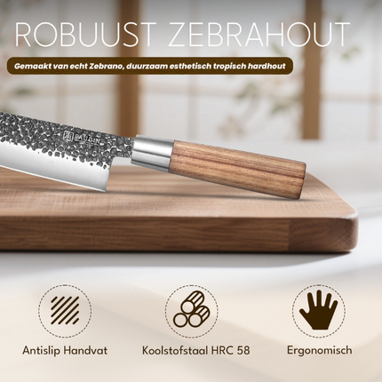 Paudin Paudin Hammer Black Santoku Mes 17,5 cm