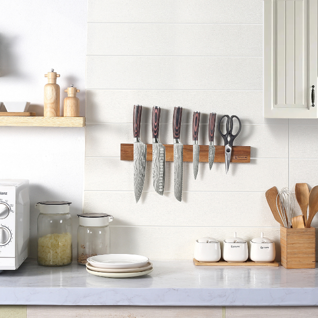 Paudin Paudin Magnetische Messenhouder Acaciahout 45 cm