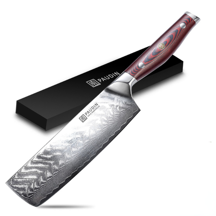 Paudin Paudin Plume Luxe Damascus Nakiri Mes 17,5 cm