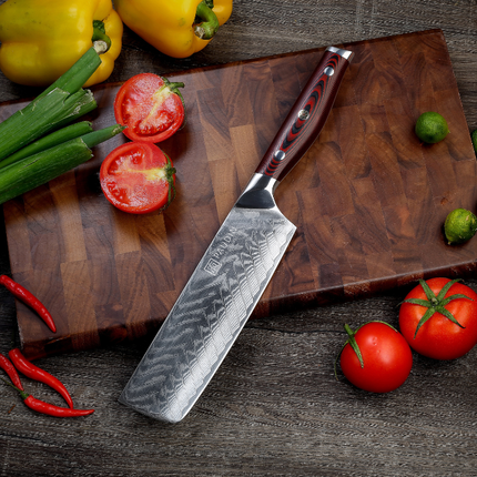 Paudin Paudin Plume Luxe Damascus Nakiri Mes 17,5 cm