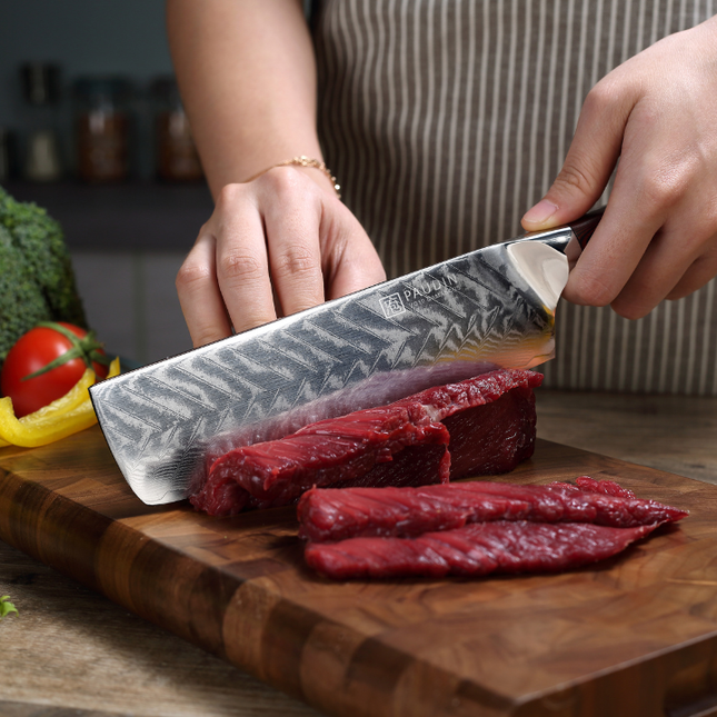 Paudin Paudin Plume Luxe Damascus Nakiri Mes 17,5 cm