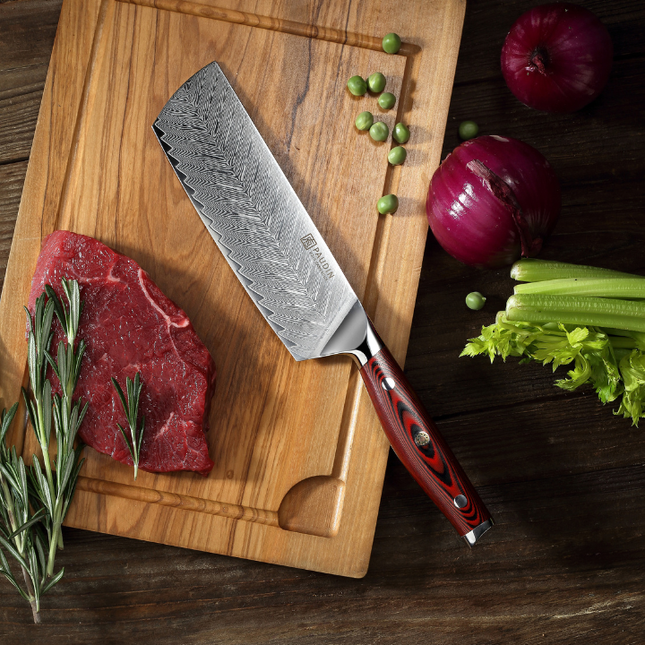 Paudin Paudin Plume Luxe Damascus Nakiri Mes 17,5 cm