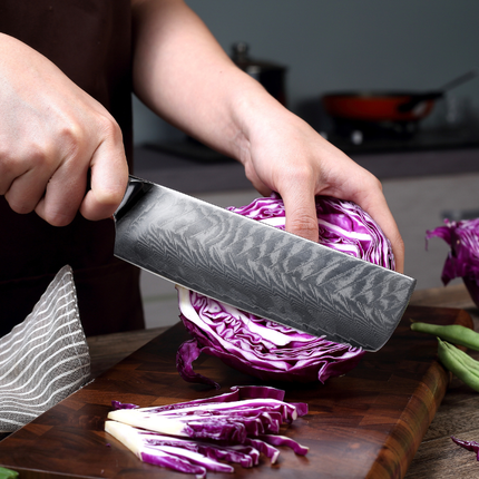 Paudin Paudin Plume Luxe Damascus Nakiri Mes 17,5 cm