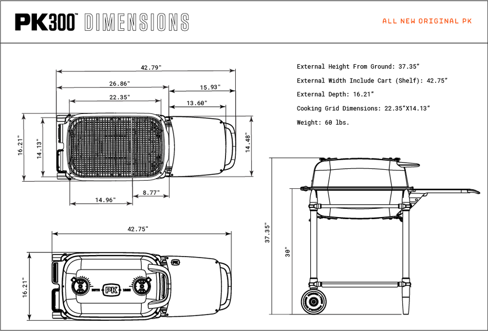 PK Grill The Original PK300 Grill&Smoker Graphite