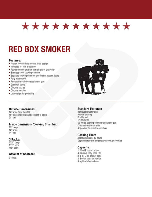 Sweet Swine Red Box Smoker (Reverse Flow Competition Smoker)