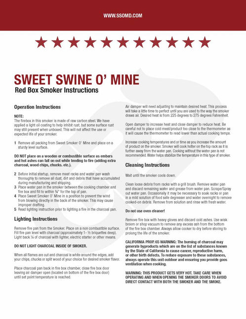 Sweet Swine Red Box Smoker (Reverse Flow Competition Smoker)