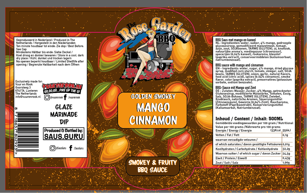 The Rose Garden The Rose Garden Golden Smokey Mango Cinnamon Sauce 500 ml