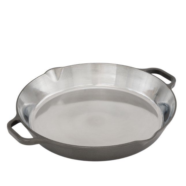 The Windmill Cast Iron The Windmill PitmasterX 12" Mirror Polished Skillet XL met 2 handvatten